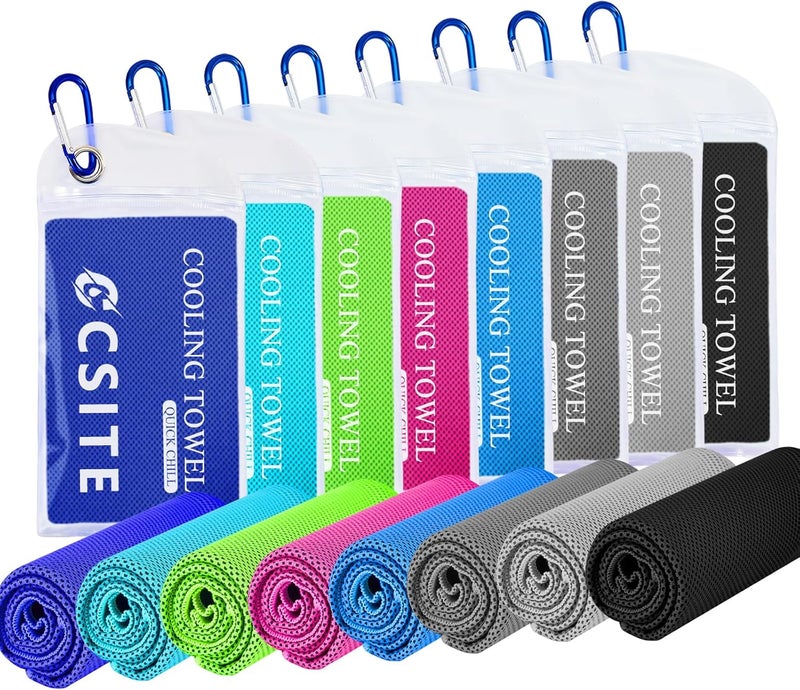 CASITE Cooling Towels for Neck and Face - 8 Pack 47x12 Inch Ice Cold Microfiber Towels, Soft & Breathable Cooling Towel for Hot Weather, Sports, Yoga, Workout, Running, Golf, Camping - Image 1